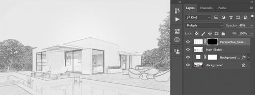 آموزش ایجاد افکت اسکچ معماری در فتوشاپ